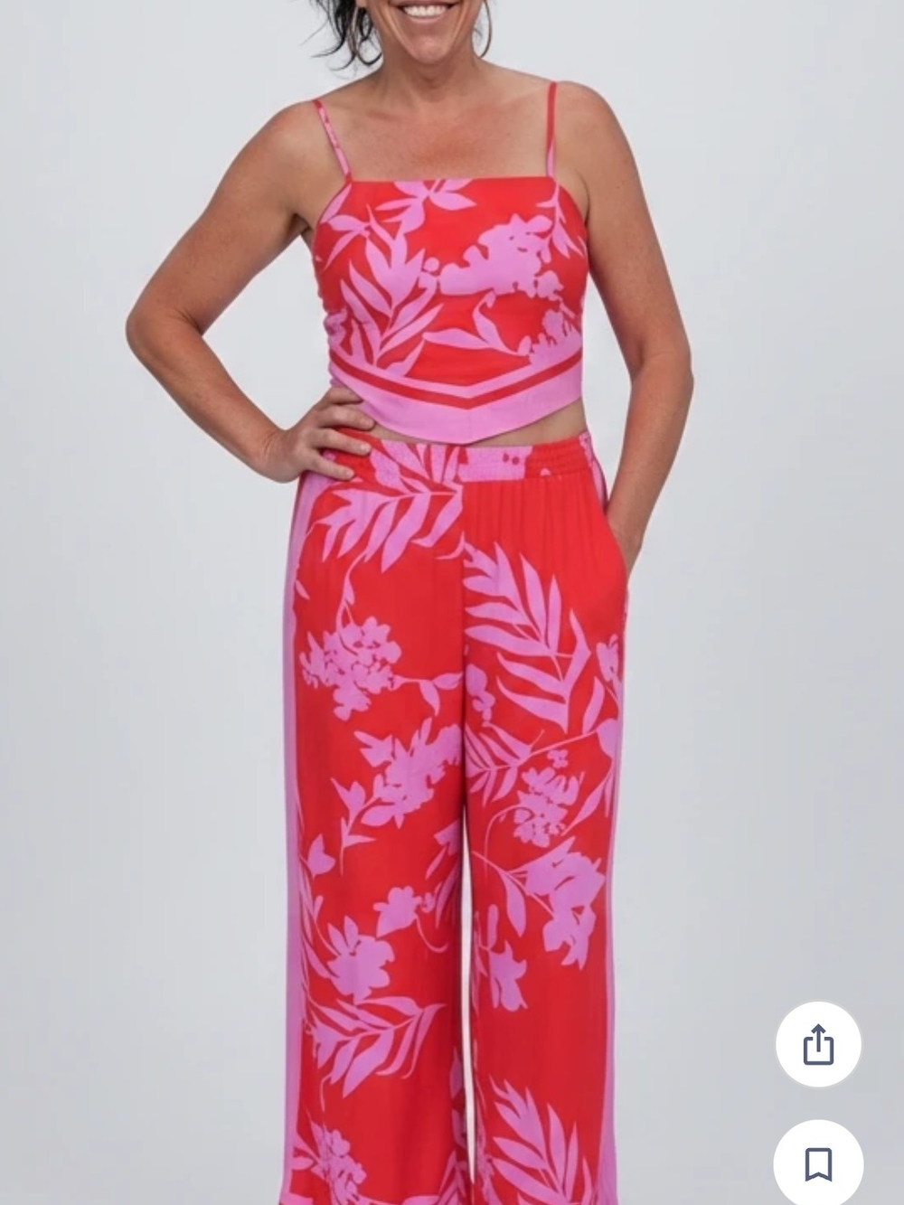 Sienna Sky Red & Pink Floral Wide-Leg Jumpsuit